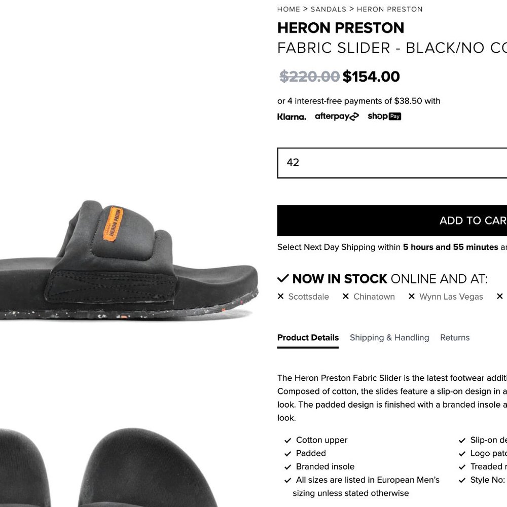 HERON PRESTON BLACK FABRIC SLIDER